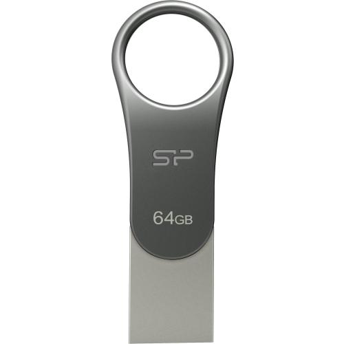 Stick Memorie Silicon Power Mobile C80 64GB, USB 3.1/USB type C, Titanium