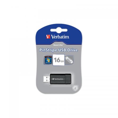 Stick Memorie Verbatim Store 'n' Go PinStripe 16GB, USB 2.0, black