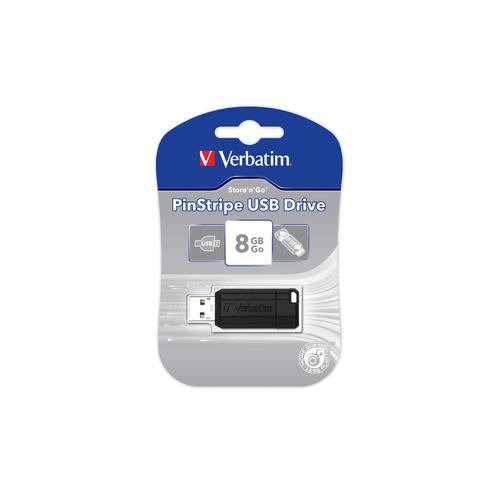 Stick Memorie Verbatim Store 'n' Go PinStripe 8GB, USB 2.0, black