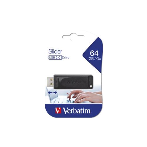 Stick memorie Verbatim Store 'n' Go Slider 64GB, USB 2.0, Black