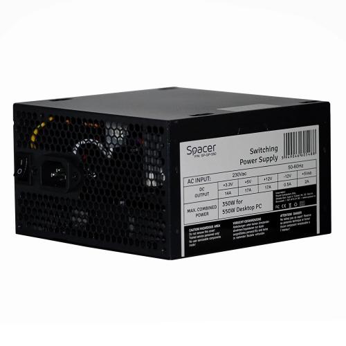 Sursa Spacer ATX  550, 350W for 550 Desktop PC, PFC pasiv, fan 120mm, 1x PCI-E (6), 4x S-ATA, 1x P8 (4+4), retail box, „SP-GP-550”