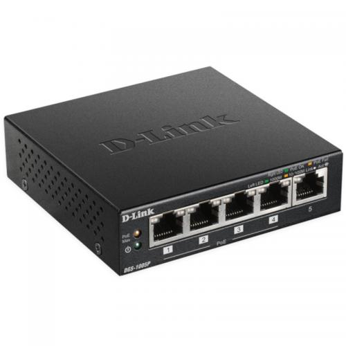 Switch D-Link DGS-1005P, 5 Port, 10/100/1000 Mbps
