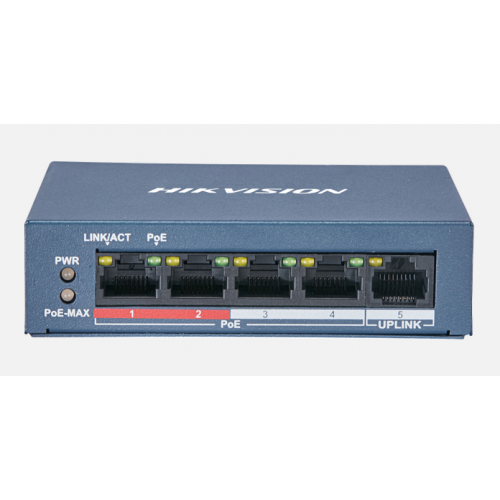 Switch Hikvision DS-3E0105P-E/M(B), 4-port, PoE