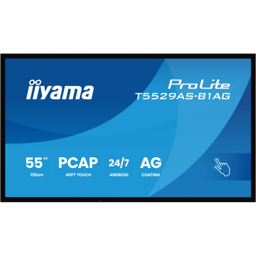 Display Interactiv Iiyama Seria T29AS-B1AG ProLite T5529AS-B1AG, 55 inch, 3840 x 2160 pixeli, Black