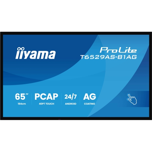Display Interactiv Iiyama Seria T29AS-B1AG ProLite T6529AS-B1AG, 65 inch, 3840 x 2160 pixeli, Black