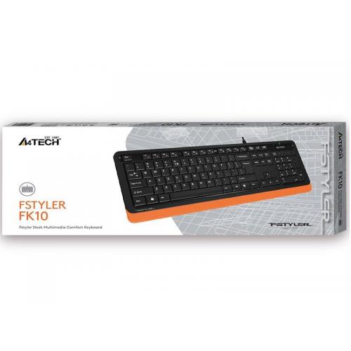 Tastatura A4Tech FStyler FK10, USB, Black-Orange