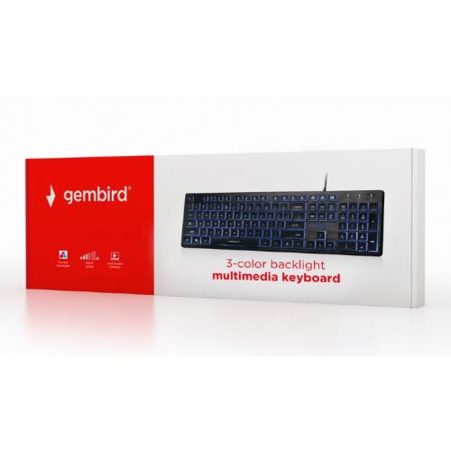 Tastatura Gembird KB-UML3-01, 3-color LED, USB, Black