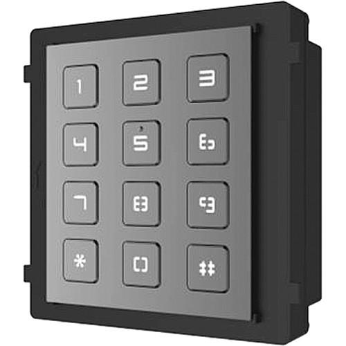 Modul de extensie videointerfon cu tastatura Hikvision DS-KD-KP; permite formarea codului de apartament sau a codului de acces; montajaplicat sau ingropat (accesoriile de montaj nu sunt incluse); iluminarepe timp de noapte; Protectie: IP65, IK7; Dimensiun