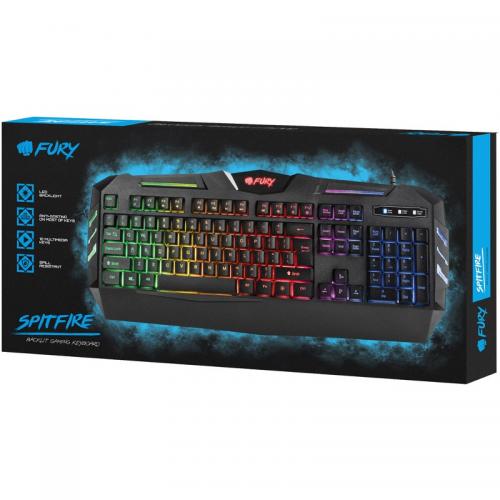 Tastatura Natec Fury Spitfire, RGB LED, USB, Black