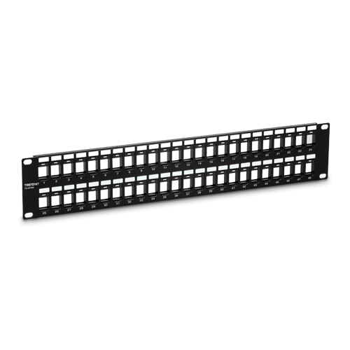Patch Panel TRENDnet TC-KP48, 19inch, 2U, 48 porturi, Cat6, Keystone, Black