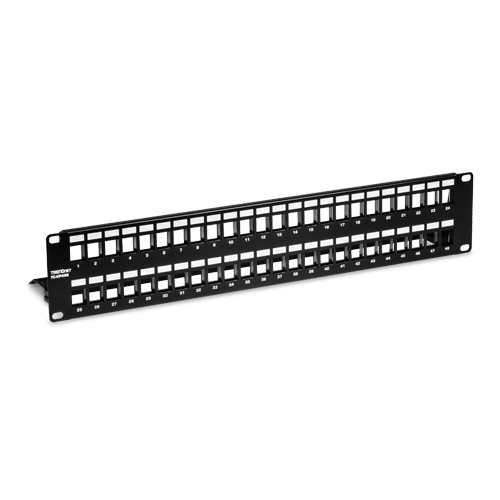 Patch Panel TRENDnet TC-KP48S, 19inch, 2U, 48 porturi, Cat6a, Keystone, Black
