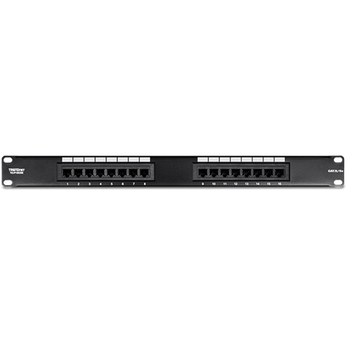 Patch Panel TRENDnet TC-P16C5E, 19inch, 1U, 16 porturi, Cat5e, UTP, Black