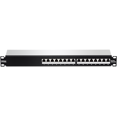 Patch Panel TRENDnet TC-P16C6AS, 19inch, 1U, 16 porturi, Cat6a, STP, Black