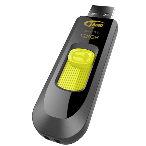 Stick Memorie TeamGroup C145, 128GB, USB-A 3.0, Black-Yellow