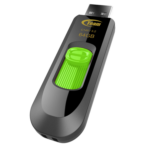 Stick Memorie TeamGroup C145, 64GB, USB-A 3.0, Black-Green