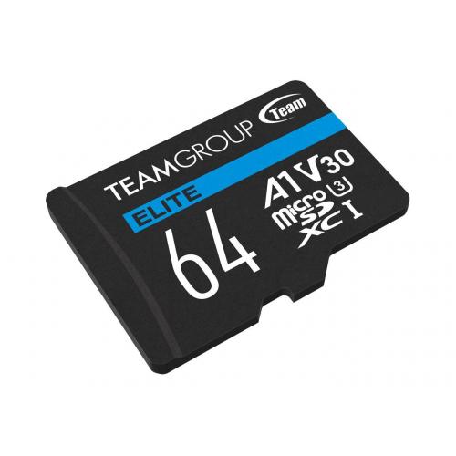 Memory Card microSDXC TeamGroup Elite 64GB, Class 10, UHS-I U3, V30, A1 + Adaptor SD