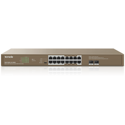 Switch Tenda TEG1118P-16-250W, 16 port, 10/100/1000 Mbps