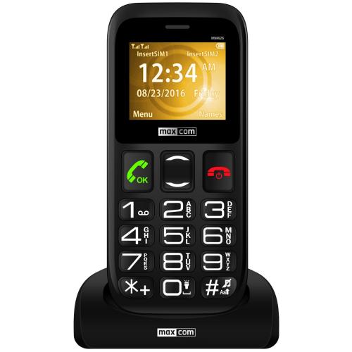 Telefon mobil Maxcom Comfort MM426, Dual SIM, Black + Statie de incarcare