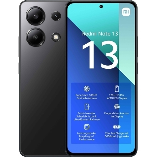 Telefon Mobil Xiaomi Redmi Note 13 4G, Dual SIM, 256GB, 8GB RAM, 4G, Midnight Black