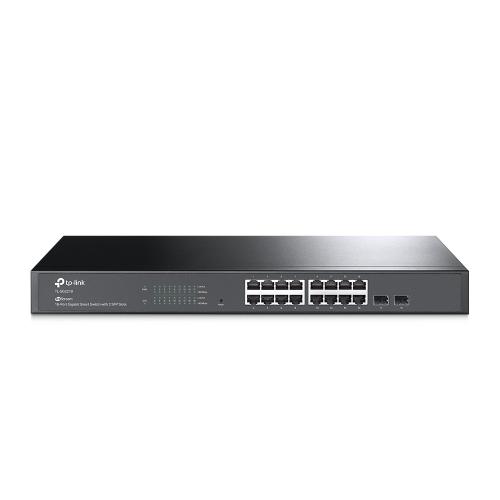 Switch TP-Link TL-SG2218, 16 porturi Gigabit, 2 Gigabit SFP, Fanless, Switching Capacity: 36 Gbps, Packet Forwarding Rate: 26.8 Mpps, Rack Mountable.