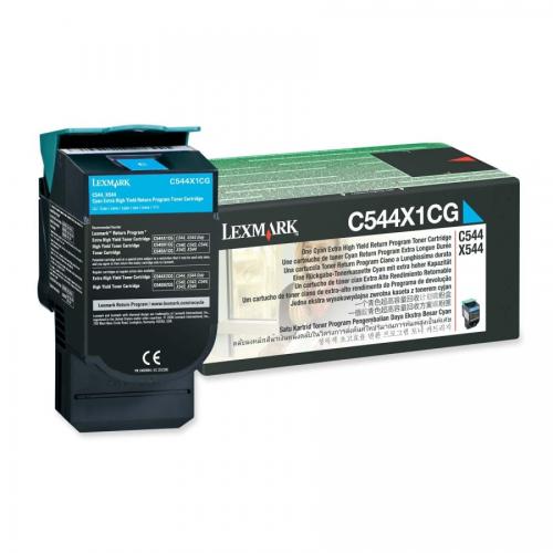 Toner Lexmark C544X1CG, cyan, 4 k, C544dn , C544dtn , C544dw ,C544n , C546dtn , X544dn , X544dtn , X544dw , X544n , X546dtn , X548de ,X548de Statoil , X548dte