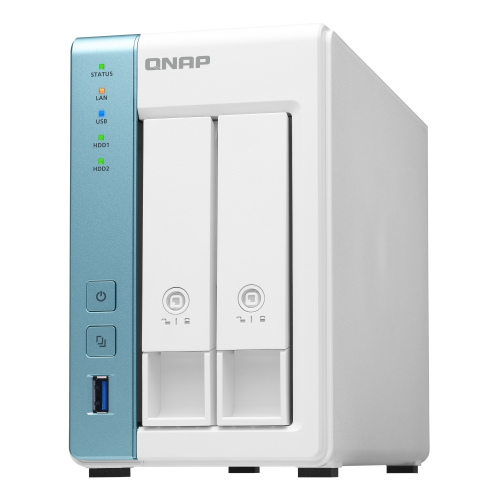 NAS QNAP 231P3 2-Bay, CPU Annapurna Labs Alpine AL-314 1.7GHz Quad Core, 2GB DDR3L SODIMM (max. 8GB), 2.5/3.5 SATA 6Gbps HDD (neincluse), 1x2.5GbE + 1xGbE LAN 3xUSB3.0, tower, adaptor alimentare, garantie 2 ani