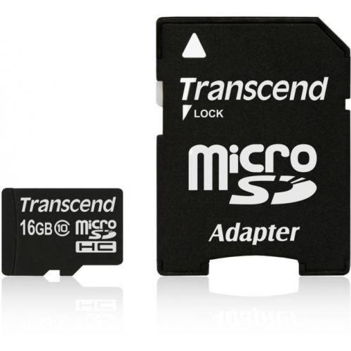 Memory Card microSDHC Transcend 16GB, Class 10 + Adaptor SD