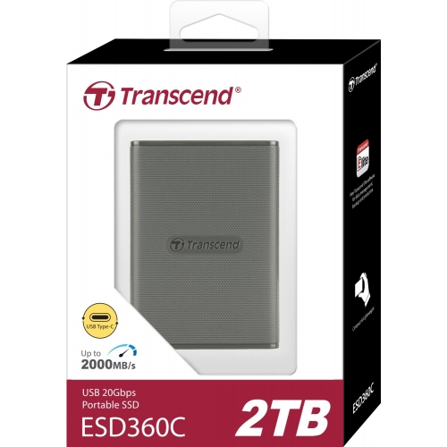 SSD portabil Transcend TS2TESD360C, 2TB, USB-C, Gray
