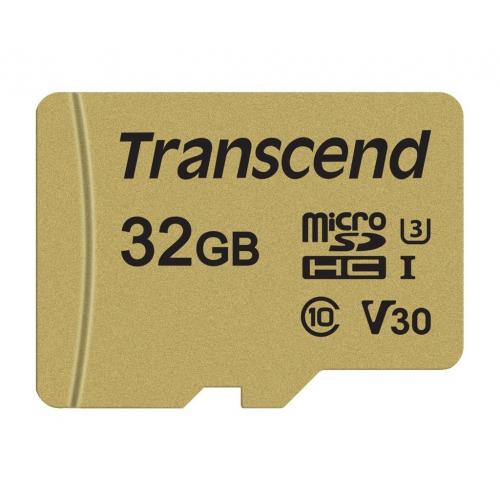 Memory Card microSDHC Transcend 500S 32GB, Class 10, UHS-I U3, V30 + Adaptor SD