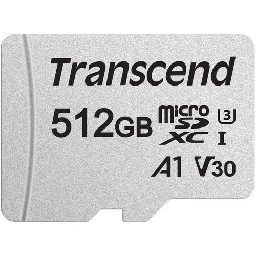 Memory Card microSDXC Transcend 300S 512GB, Class 10, UHS-I U3, V30, A1 + Adaptor SD