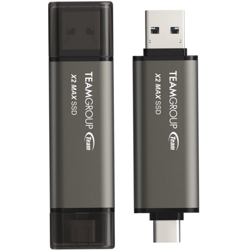 SSD portabil TeamGroup X2 MAX, 2TB, USB-C/A 3.1, Black-Gray