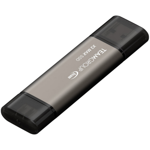 SSD portabil TeamGroup X2 MAX, 2TB, USB-C/A 3.1, Black-Gray