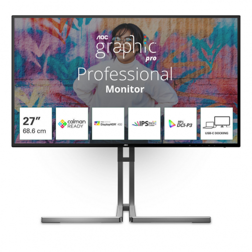 Monitor LED AOC U32U3CV, 32inch, 3840x2160, 4ms GtG, Black