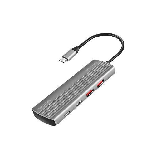 Hub USB Logilink UA0414, 6 x USB-C, 2 x USB 3.2 gen 1, Gray