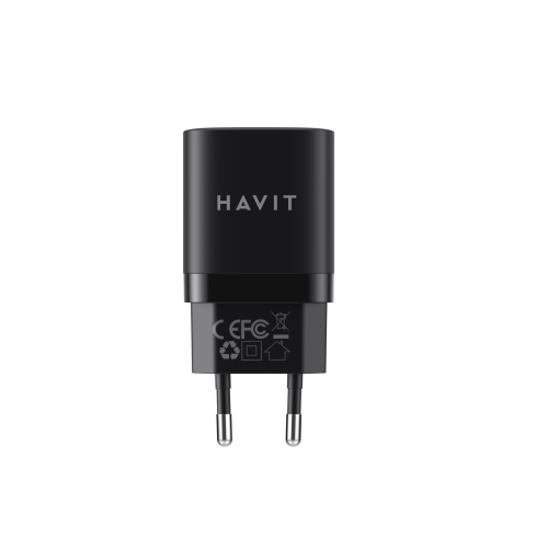 Incarcator retea Havit UC30 EU, 1 x USB-A, 1 x USB-C, 30 W, Black