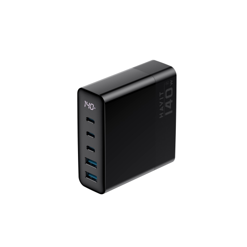 Incarcator Havit UCLE004, 3 x USB-C, 2 x USB-A, 140 W, Black