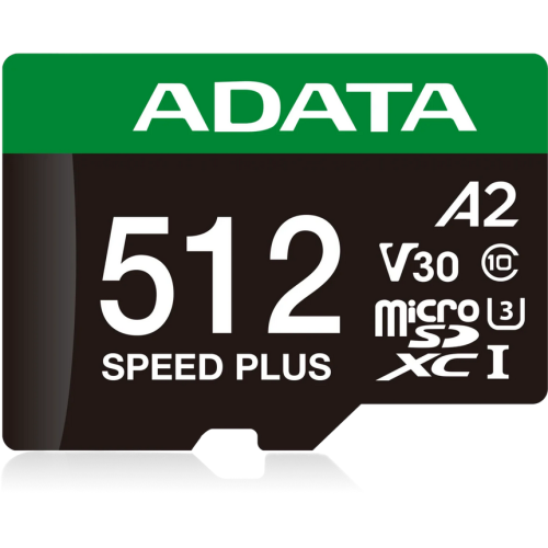 Memory Card MicroSDXC A-Data Speed Plus, 512GB, Clasa 10, UHS-I U3, V30, A2 + Adaptor SD
