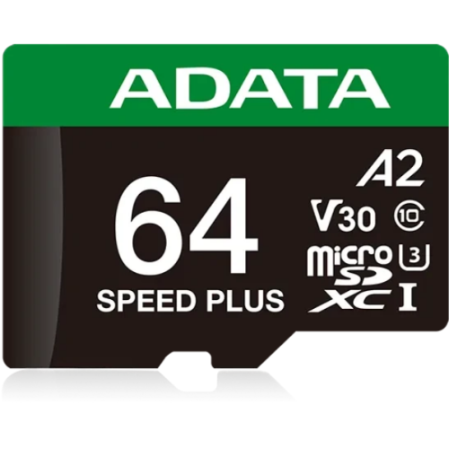 Memory Card MicroSDXC A-Data Speed Plus, 64GB, Clasa 10, UHS-I U3, V30, A2 + Adaptor SD