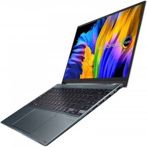 Laptop 2-in-1 ASUS ZenBook 14 Flip OLED UP5401EA-KN701R, Intel Core i7-1165G7, 14inch Touch, RAM 16GB, SSD 1TB, Intel Iris Xe Graphics, Windows 10 Pro, Pine Grey