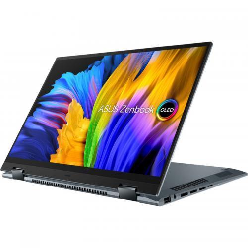 Laptop 2-in-1 ASUS ZenBook 14 Flip OLED UP5401EA-KN701R, Intel Core i7-1165G7, 14inch Touch, RAM 16GB, SSD 1TB, Intel Iris Xe Graphics, Windows 10 Pro, Pine Grey