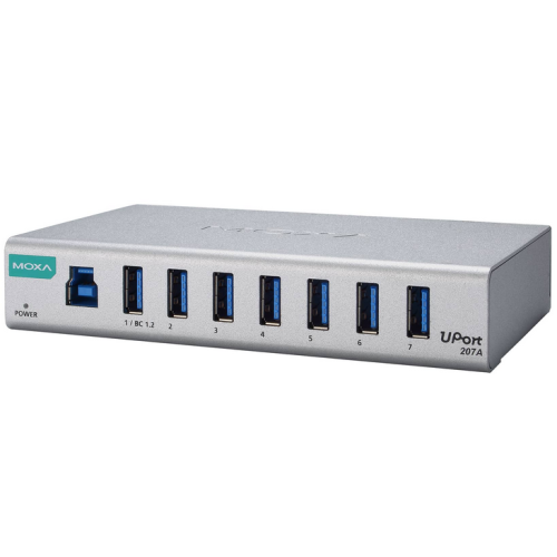 Hub USB Moxa UPORT 207A, 7 x USB 3.2 Gen 1, 1.2 m, Gray