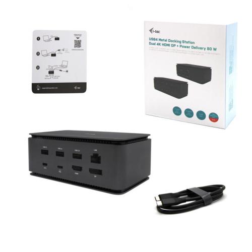 Docking Station I-tec USB4DUAL4KDOCKPD, Black