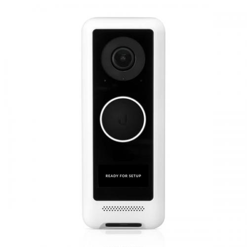 Ubiquiti UniFi Protect G4 Doorbell is a Wi-Fi video doorbell with a built-in display and real-time two-way audio communication, 1600x1200 (2MP) HD stream with night vision, Integrated entrance lighting, Real- time two-way audio with echo cancellation, Bui
