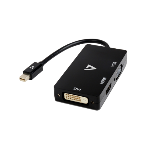 Adaptor V7 V7MDP-VGADVIHDMI-1E, Mini DisplayPort - VGA, HDMI, DVI-D, Black