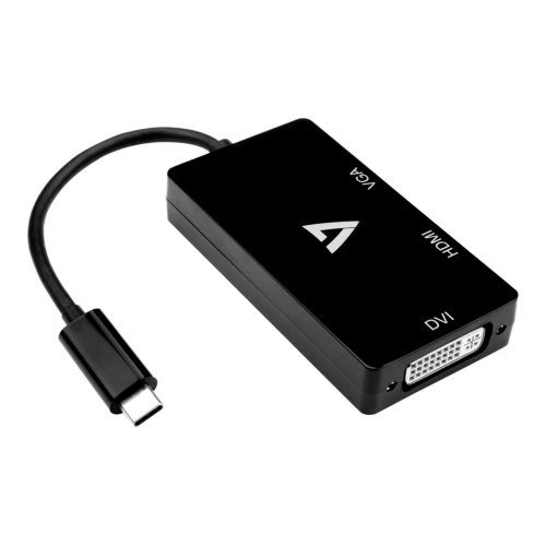 Adaptor V7 V7UC-VGADVIHDMI-BLK, USB-C - VGA, DVI, HDMI, Black