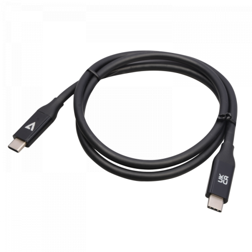 Cablu de date V7 V7USB4-80CM, USB-C - USB-C, 0.8m, Black