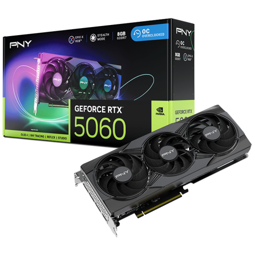 Placa video PNY nVidia GeForce RTX 5060 EPIC-X RGB Triple Fan OC 8GB, GDDR7, 128 bit
