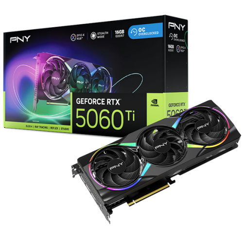 Placa video PNY nVidia GeForce RTX 5060 Ti EPIC-X RGB Triple Fan OC 16GB, GDDR7, 128 bit