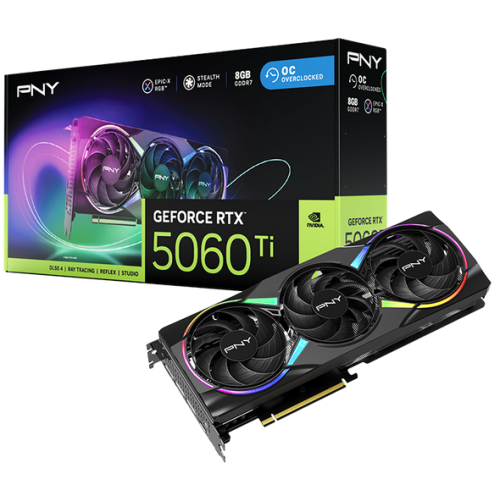 Placa video PNY nVidia GeForce RTX 5060 Ti EPIC-X RGB Triple Fan OC 8GB, GDDR7, 128 bit
