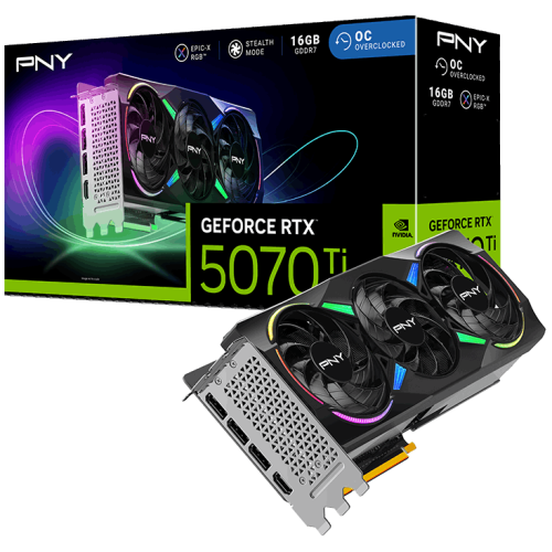 Placa video PNY nVidia GeForce RTX 5070 Ti ARGB EPIC-X Triple Fan OC 16GB, GDDR7, 256 bit